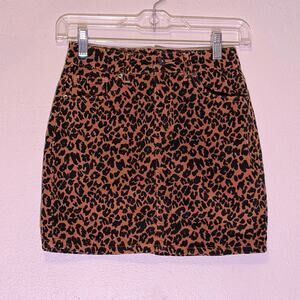 Vanilla Star, Corduroy leopard mini skirt, junior's 0